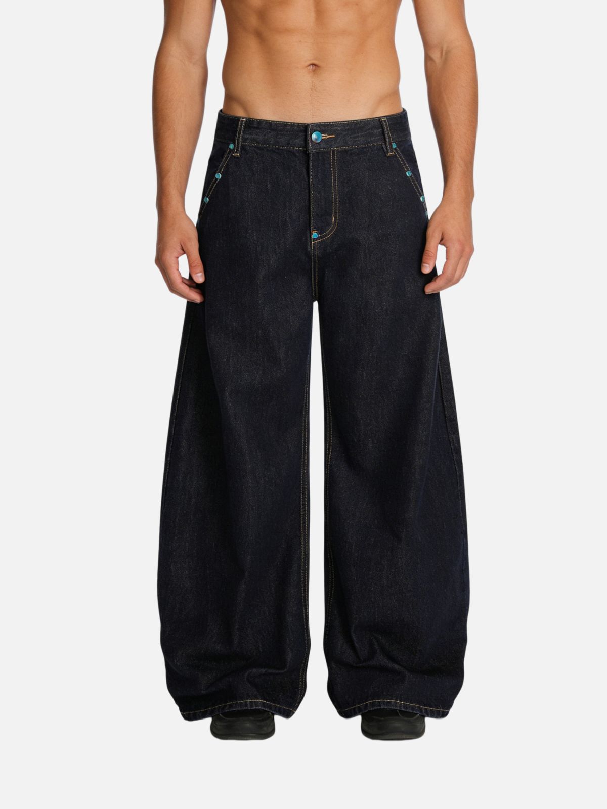 Haaura Vintage Rivets Raw Baaggy Barrel Jeans