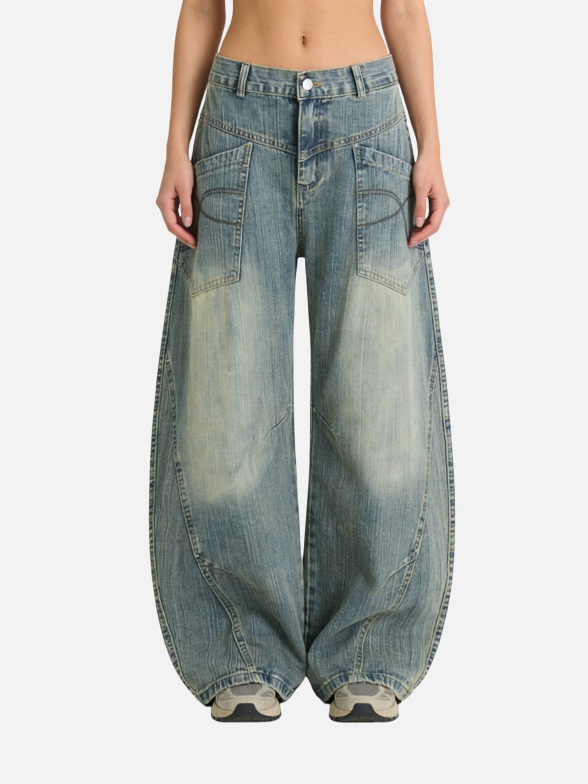 Haaura Pocket Baggy Barrel Jeans