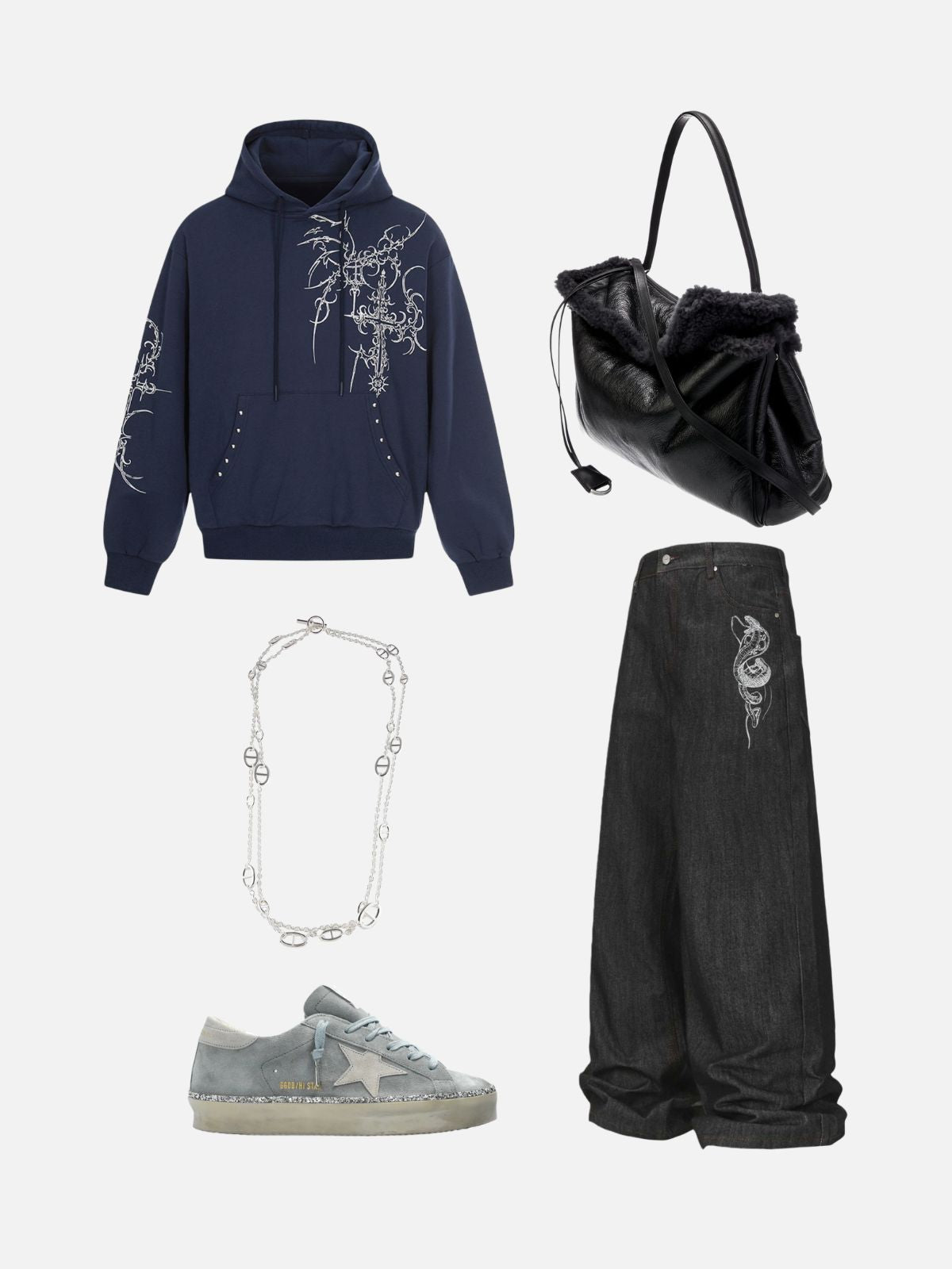 Haaura Boxy Cross Graphic Pullover Hoodie