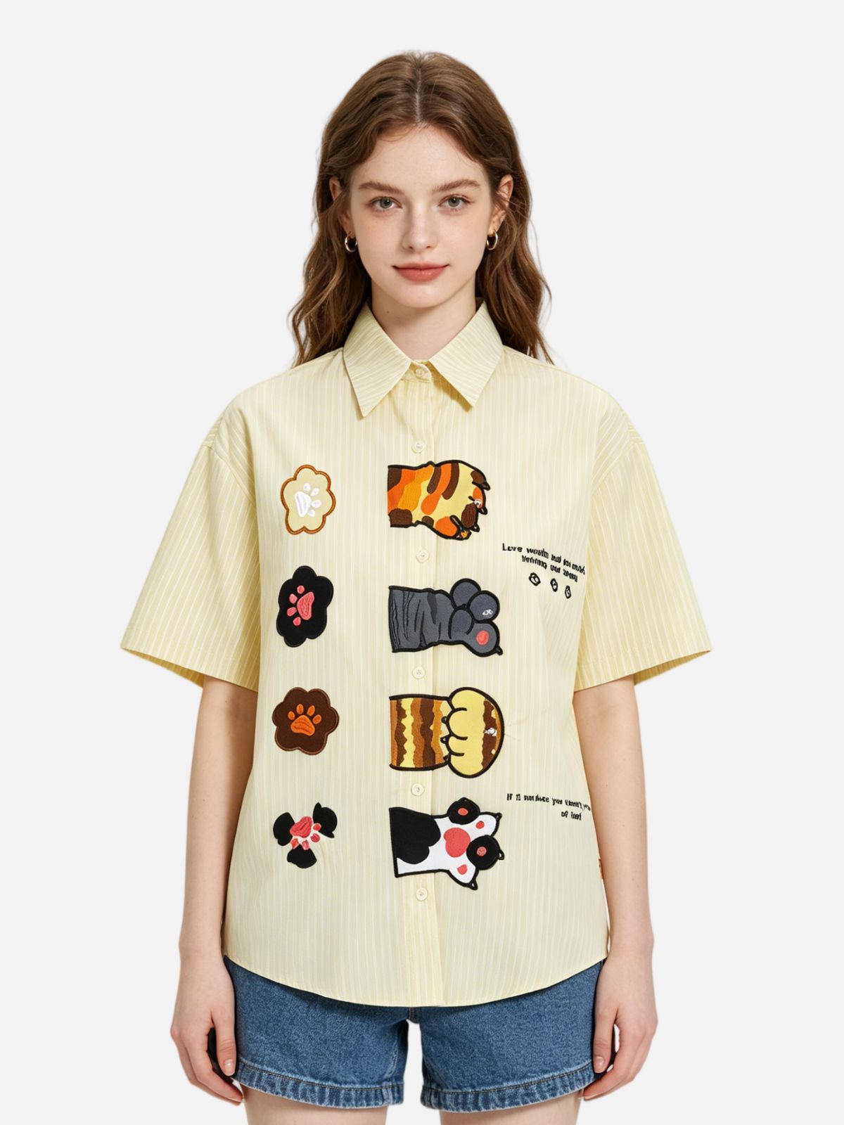 Haaura Cartoon Cat Claw Print Shirt