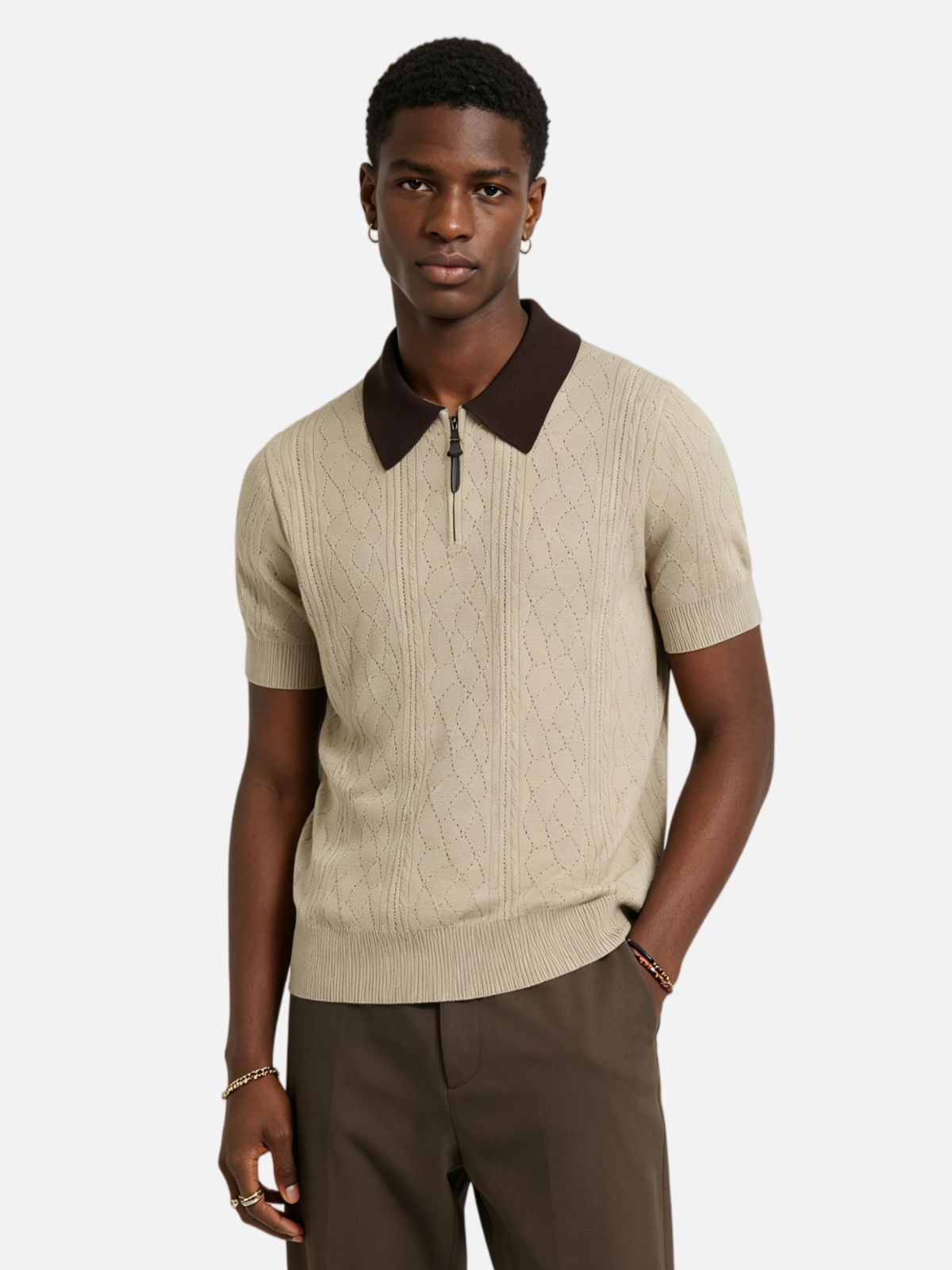 Haaura Knit Half-Zip Polo Shirt