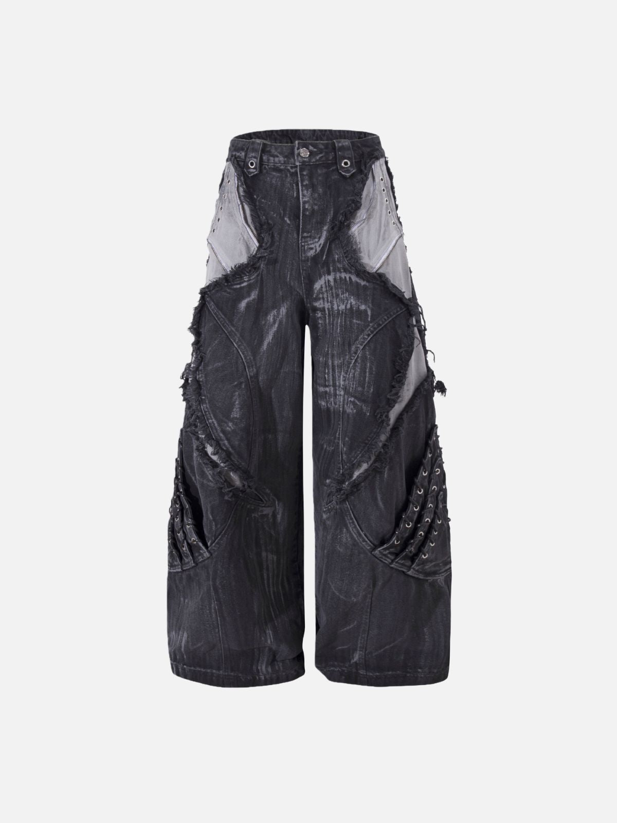 Haaura Super Baggy Patchwork Multi-Ring Denim Pants