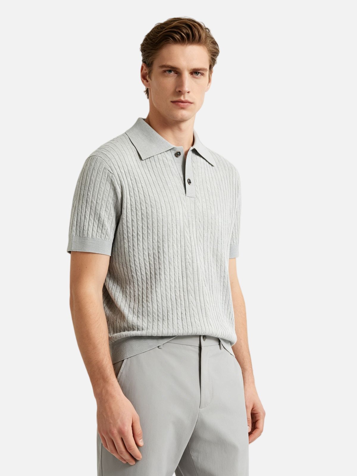 Haaura Knit Metal Button Polo Shirt