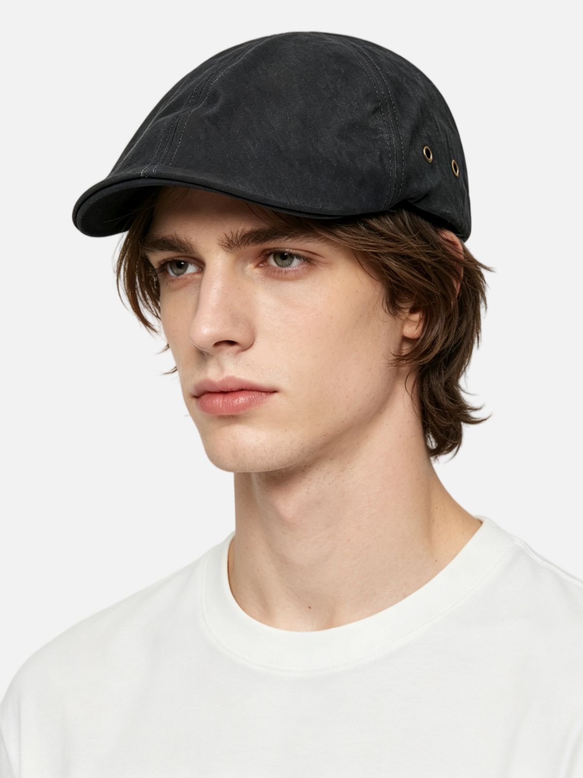 Washed Eyelet Flat Beret
