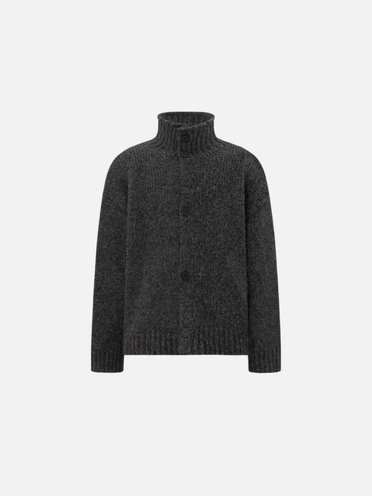 Haaura Button High Neck Knit Cardigan
