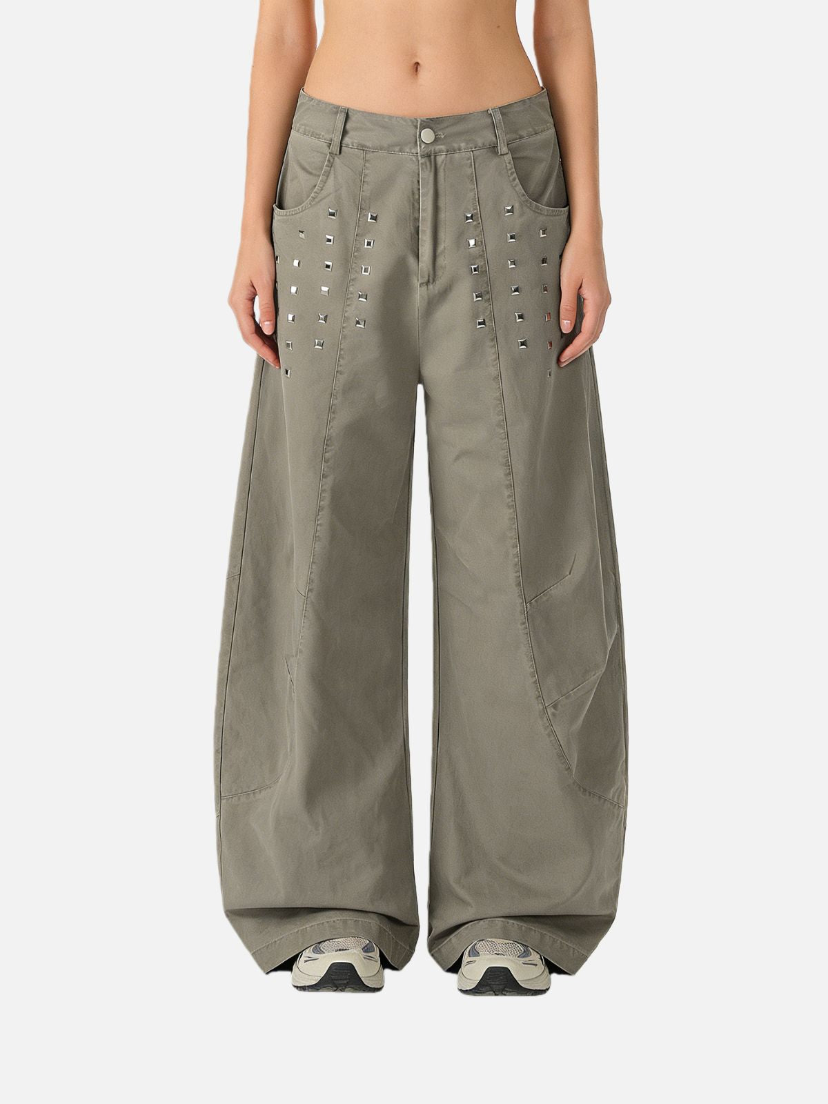 Haaura Studded Baggy Barrel Pants