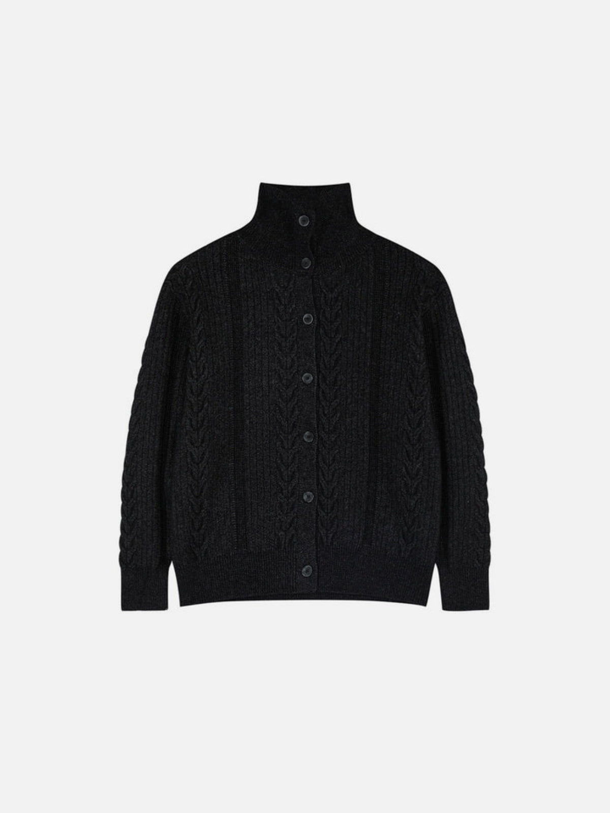 Haaura Cable Knit High-Neck Cardigan