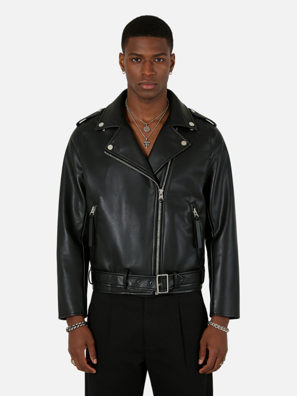 Haaura Asymmetrical Zip Faux Leather Jacket