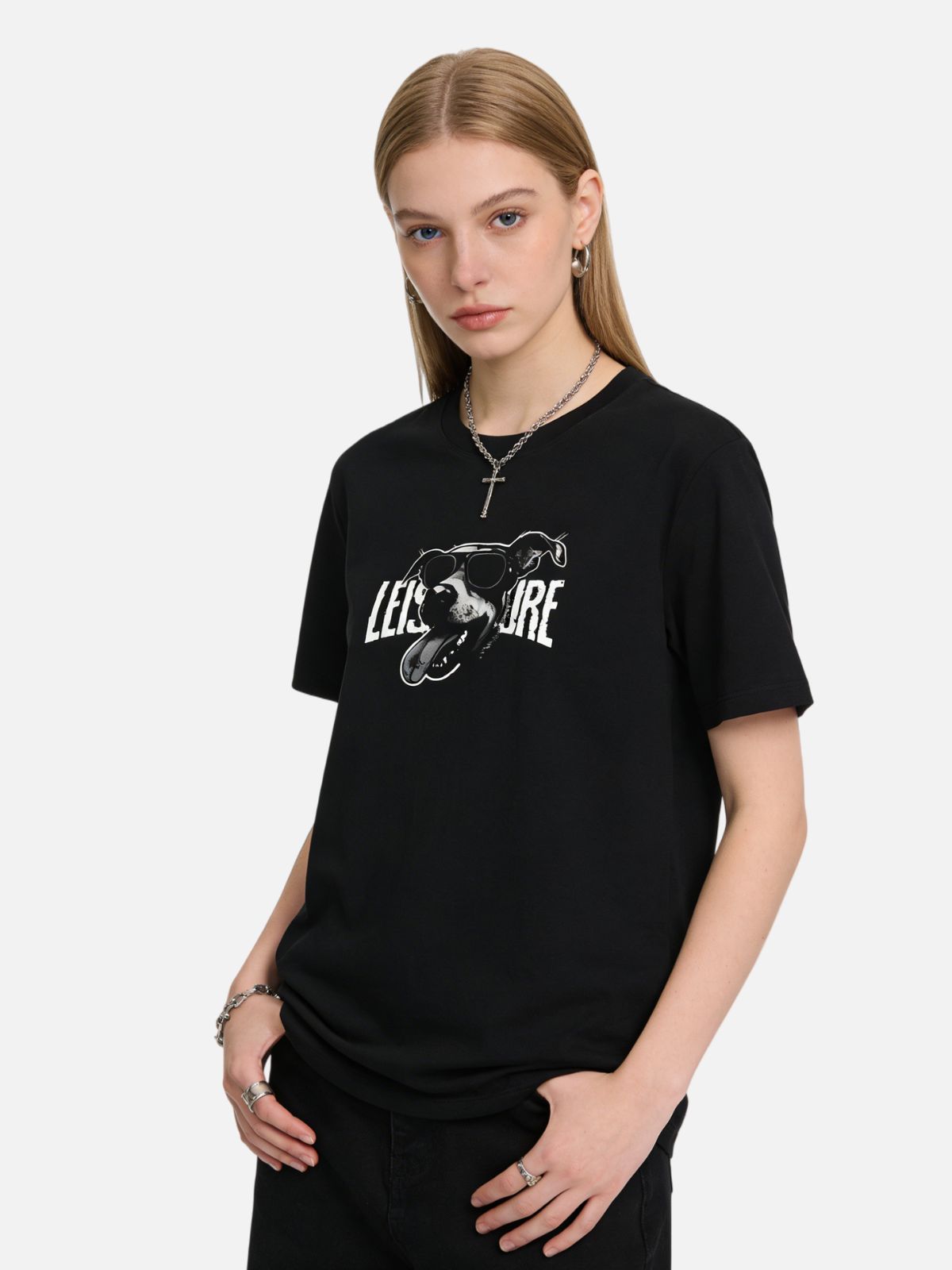 Haaura LEISURE Cartoon Dog Graphic Tee