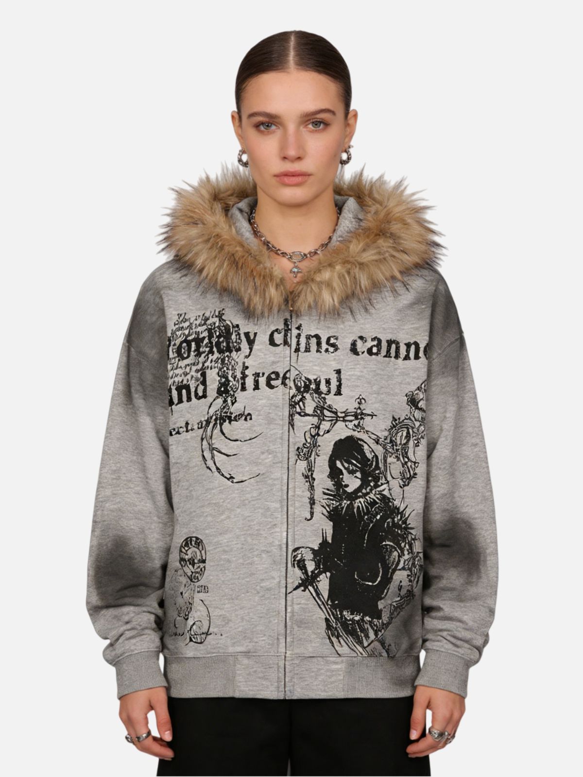 Haaura Splatter & Digital Print Zip-Up Jacket