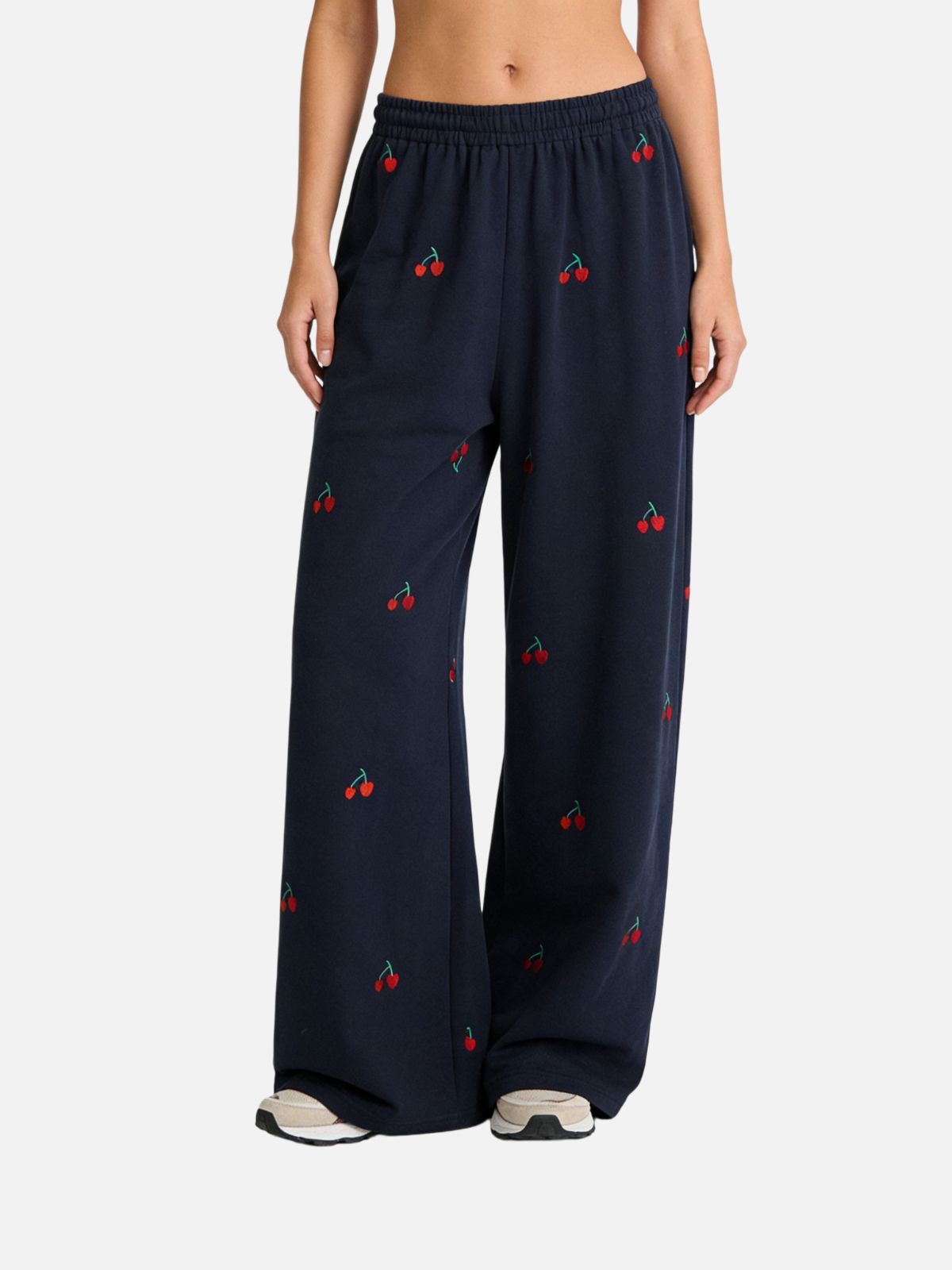 Haaura Cherry Embroidery Baggy Sweatpants