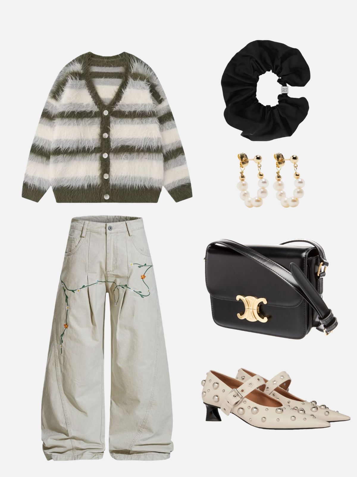 Haaura Color Block Striped Fuzzy Cardigan