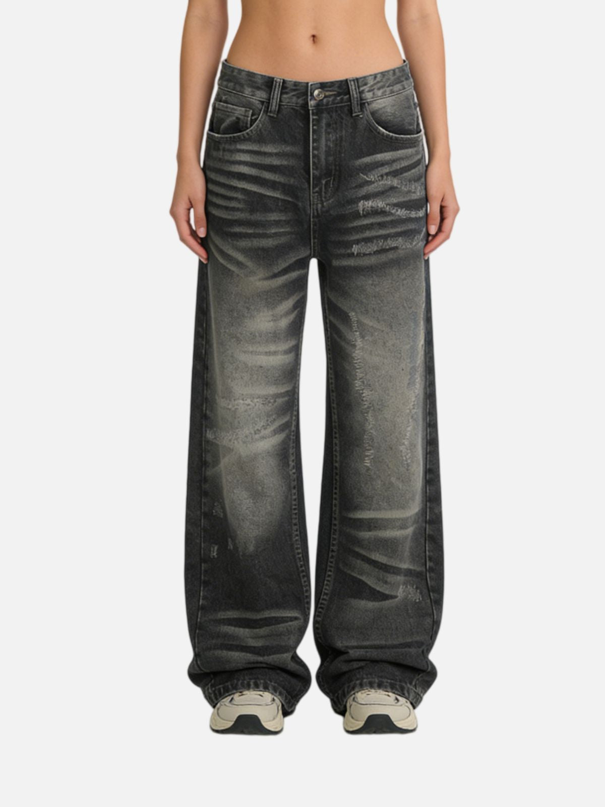 Haaura Distressed Washed Baggy Jeans