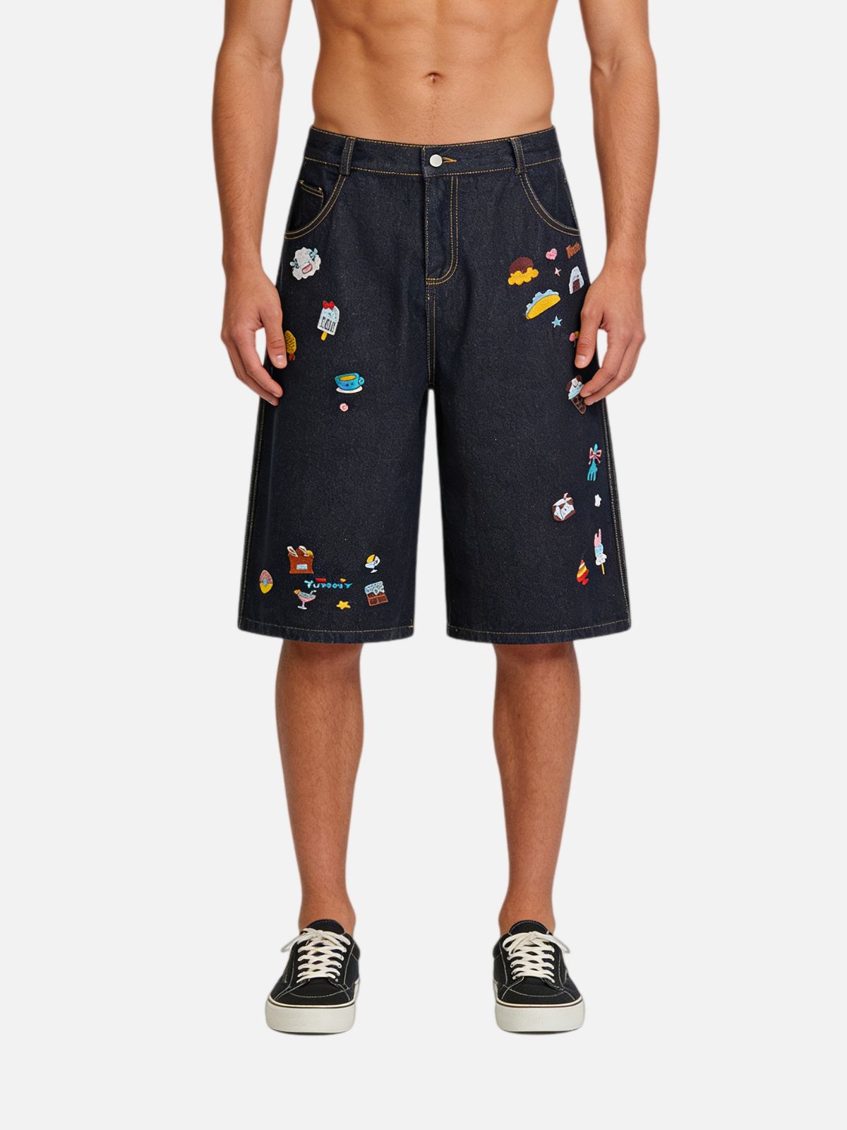 Haaura Cartoon Patch Longline Jorts