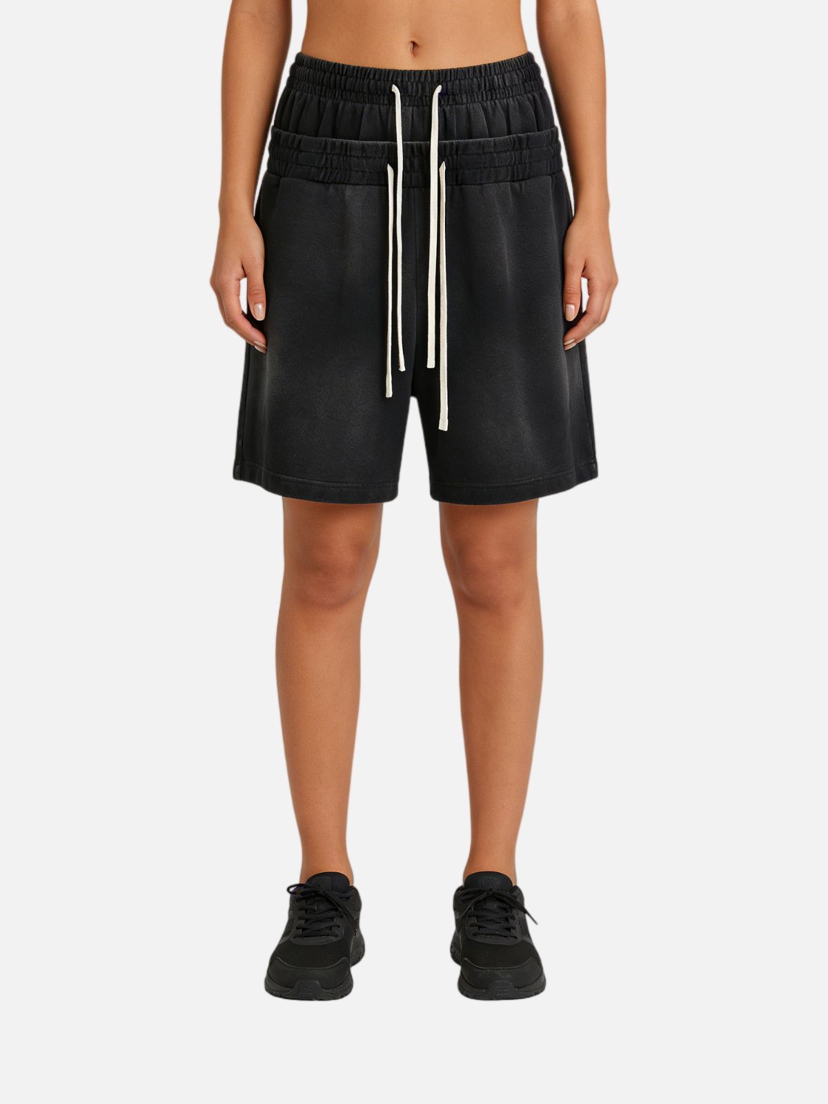 Haaura Double Waist Washed Shorts
