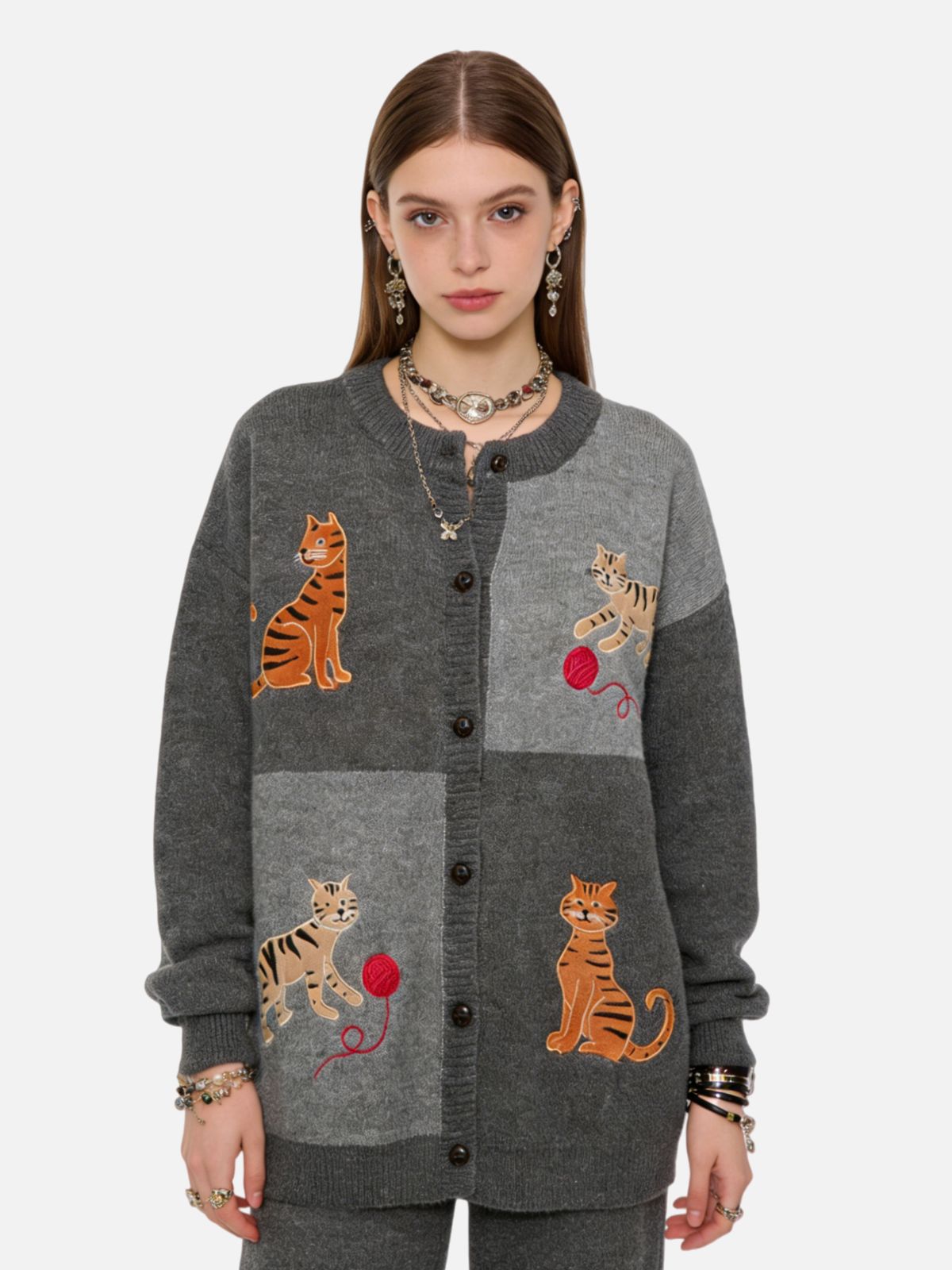 Haaura Cat & Yarn Knit Cardigan