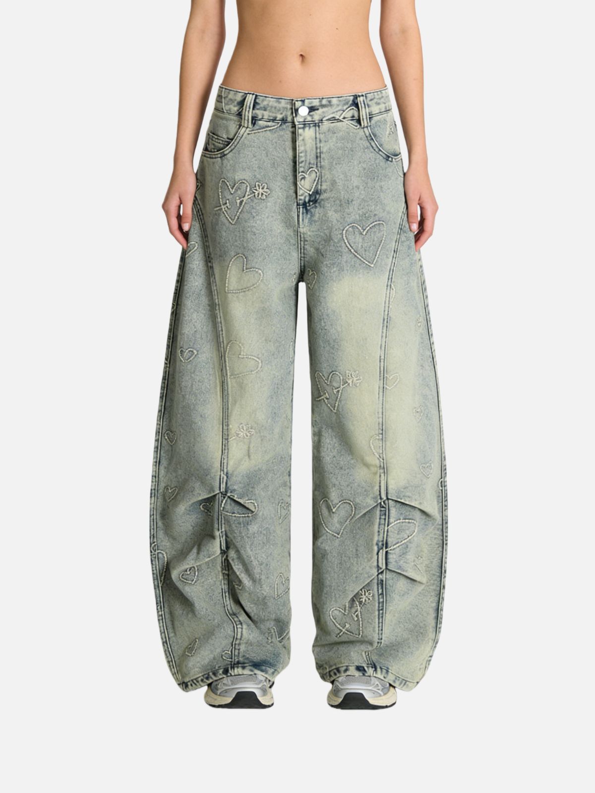 Haaura Embroidery Heart Baaggy Jeans