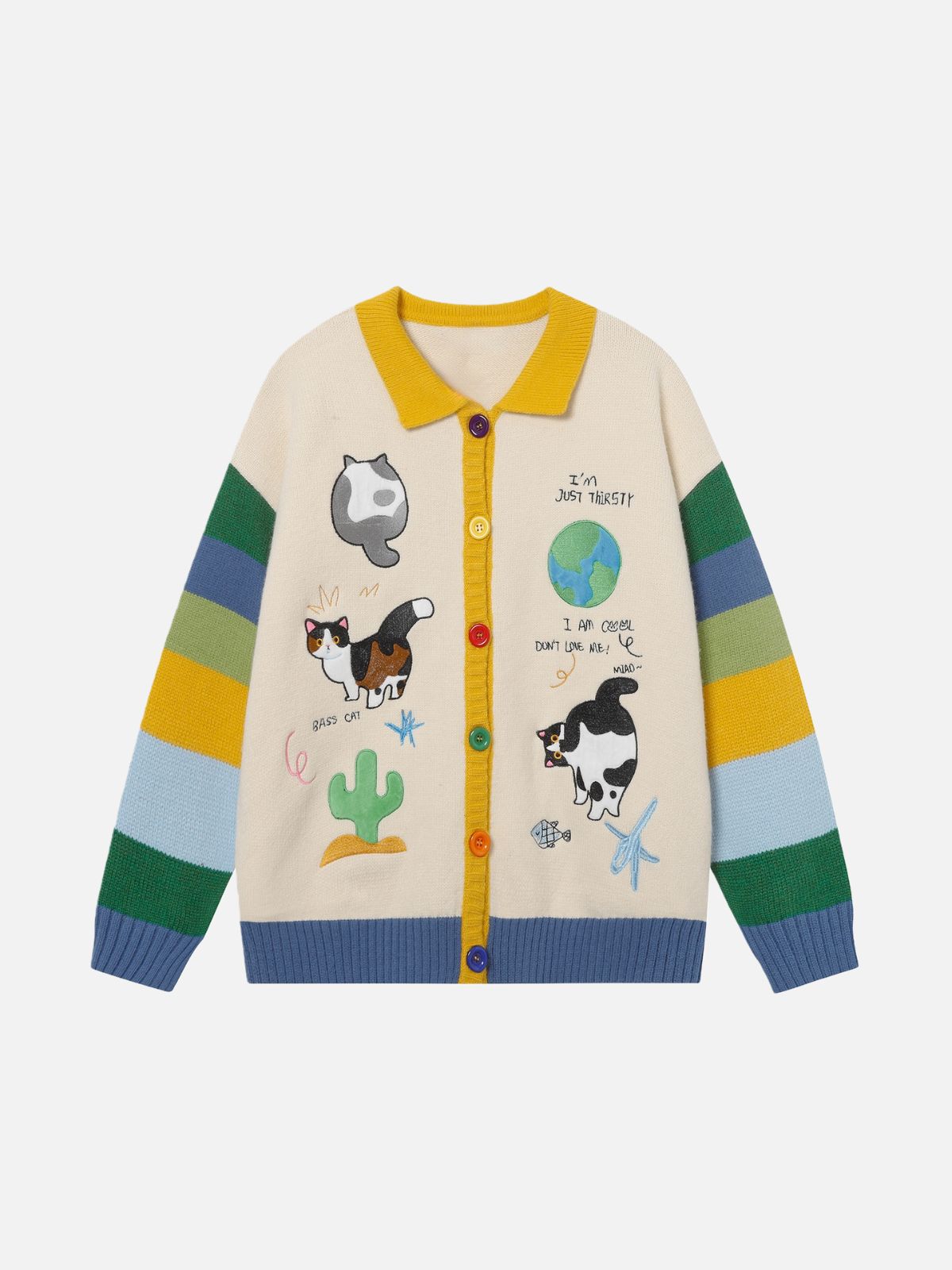 Haaura Whimsical Zoo Collage Button-Front Cardigan