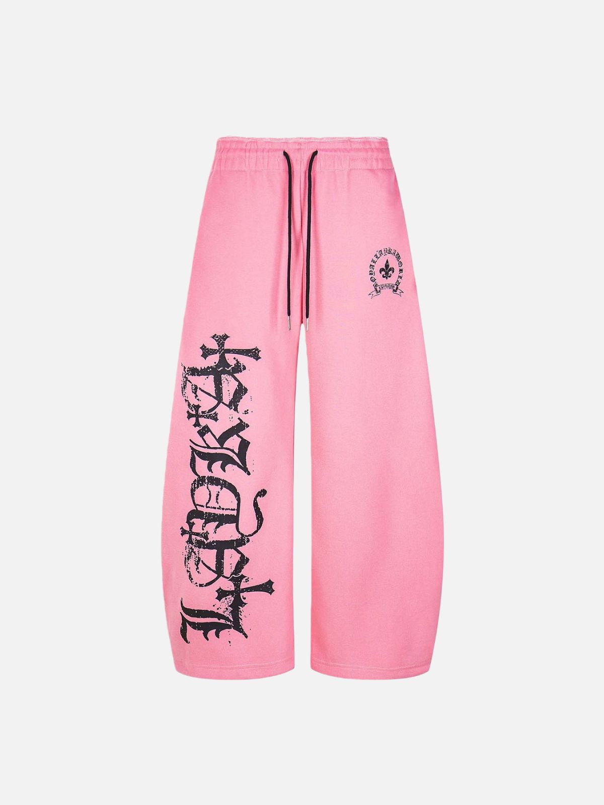 Haaura Gothic Script Wide-Leg Baggy  Sweatpants