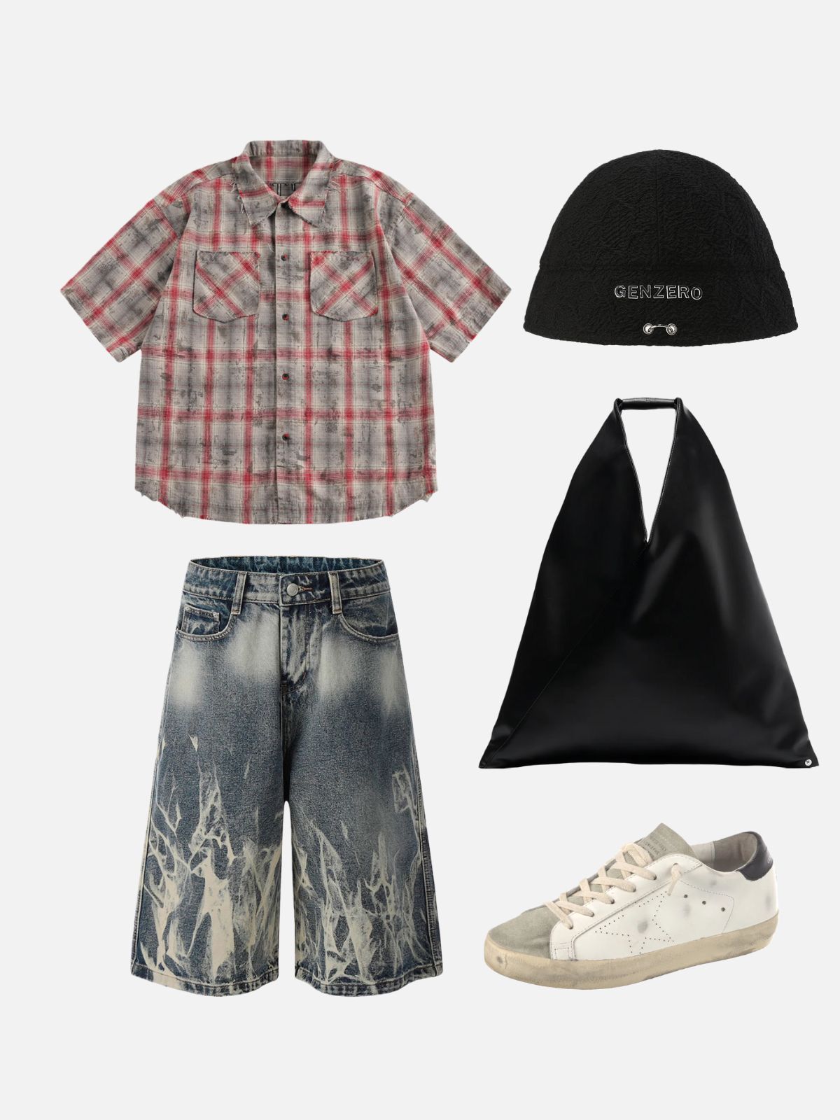 Haaura Washed Distressed Straight Shorts