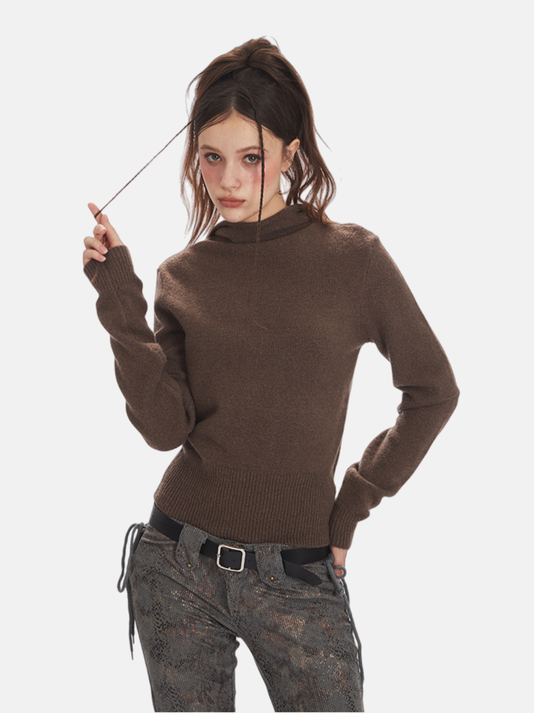 Haaura Mock Neck Knit Sweater