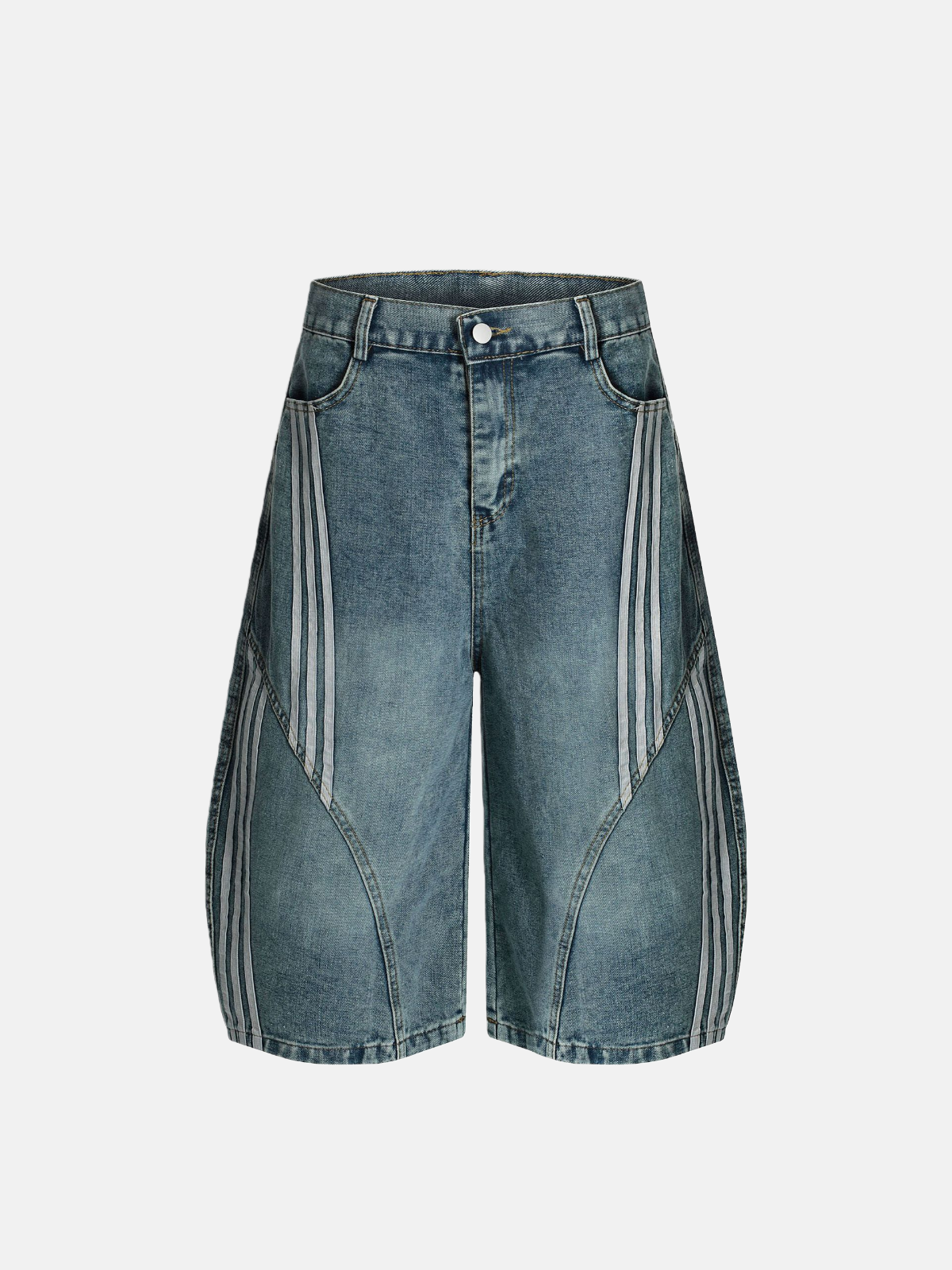 Haaura Stripe Deconstruction Barrel Longline Jorts
