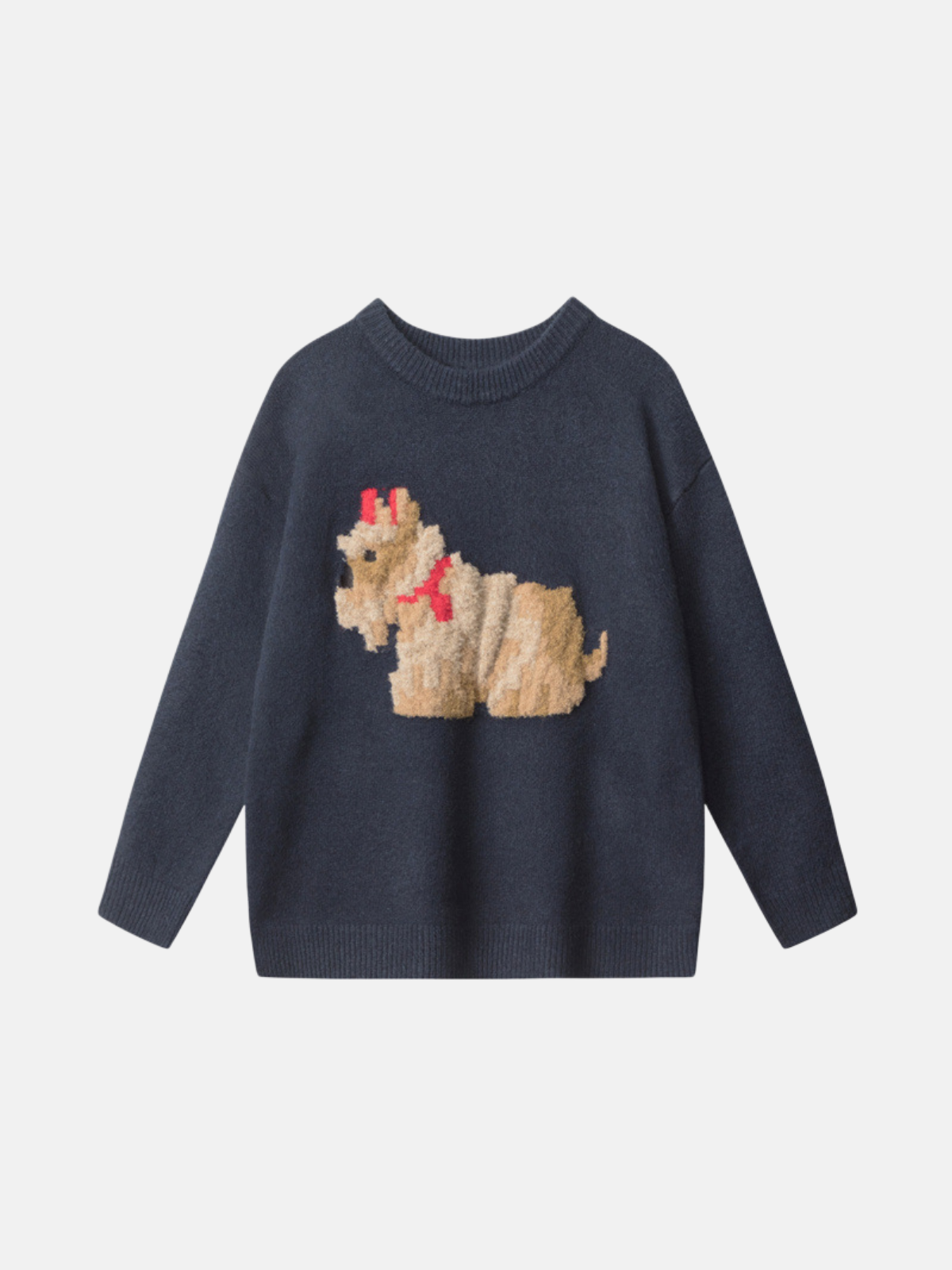 Haaura Embroidered Dog with Bow Knit Sweater