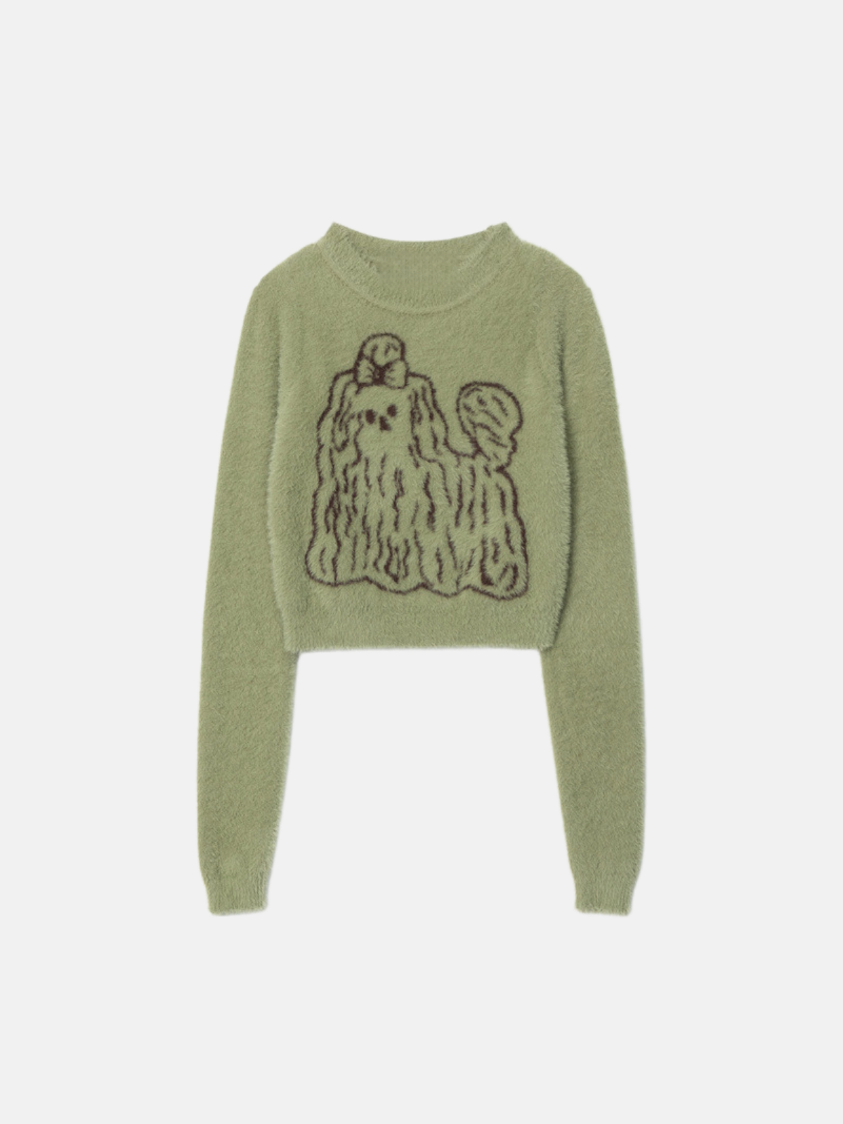 Haaura Cartoon Mop Dog with Bow Embroidered Knit Sweater
