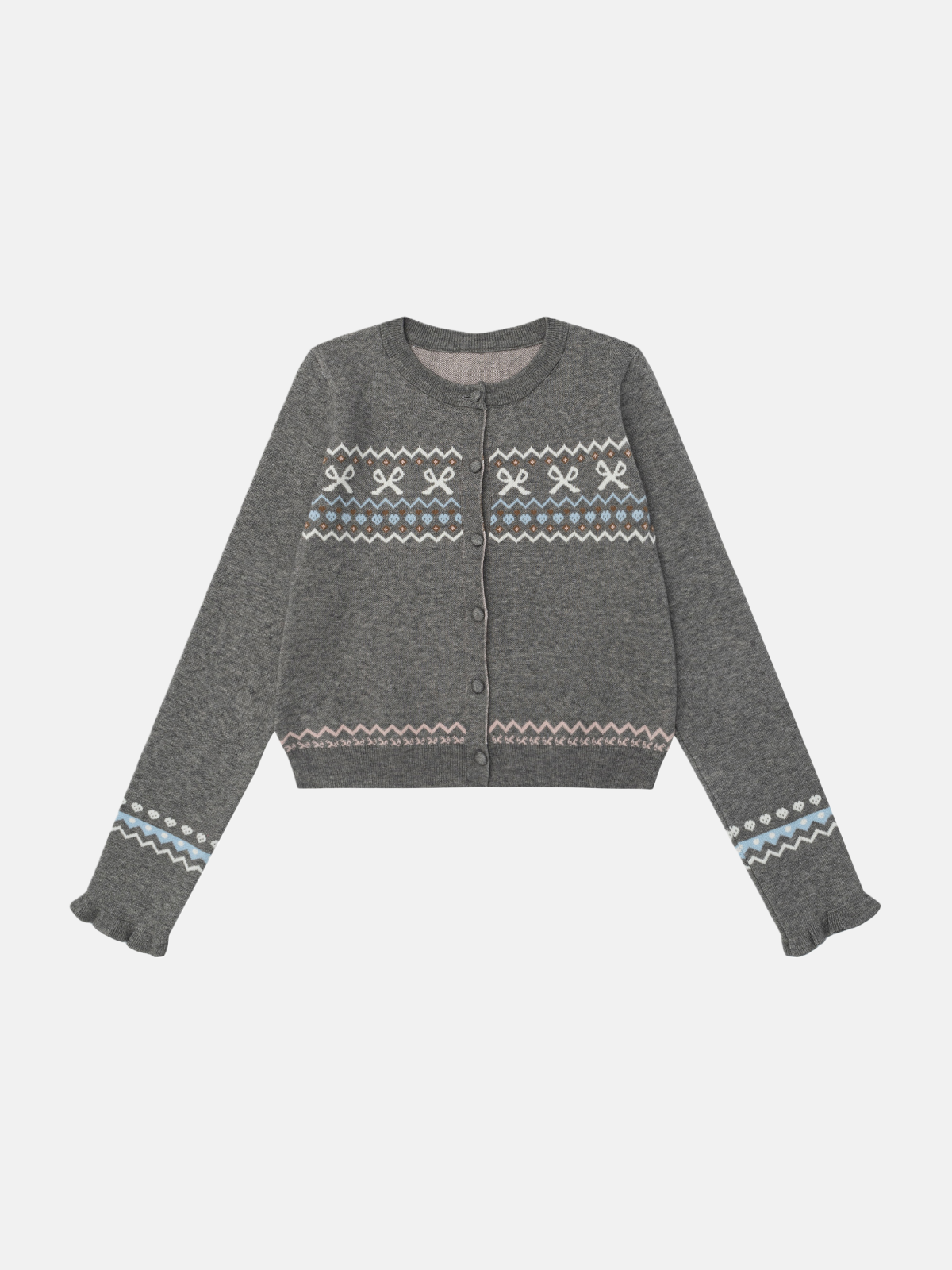 Haaura Wave Ruffle Knit Cardigan