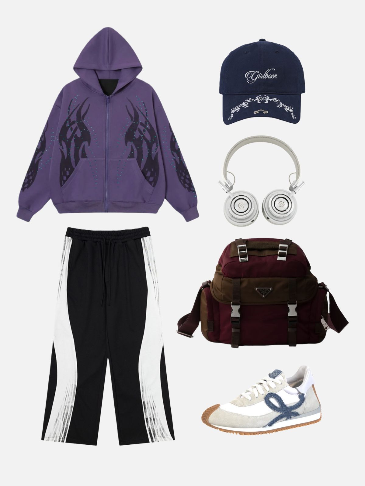 Haaura Calaite Flame Print Zip Up Hoodie