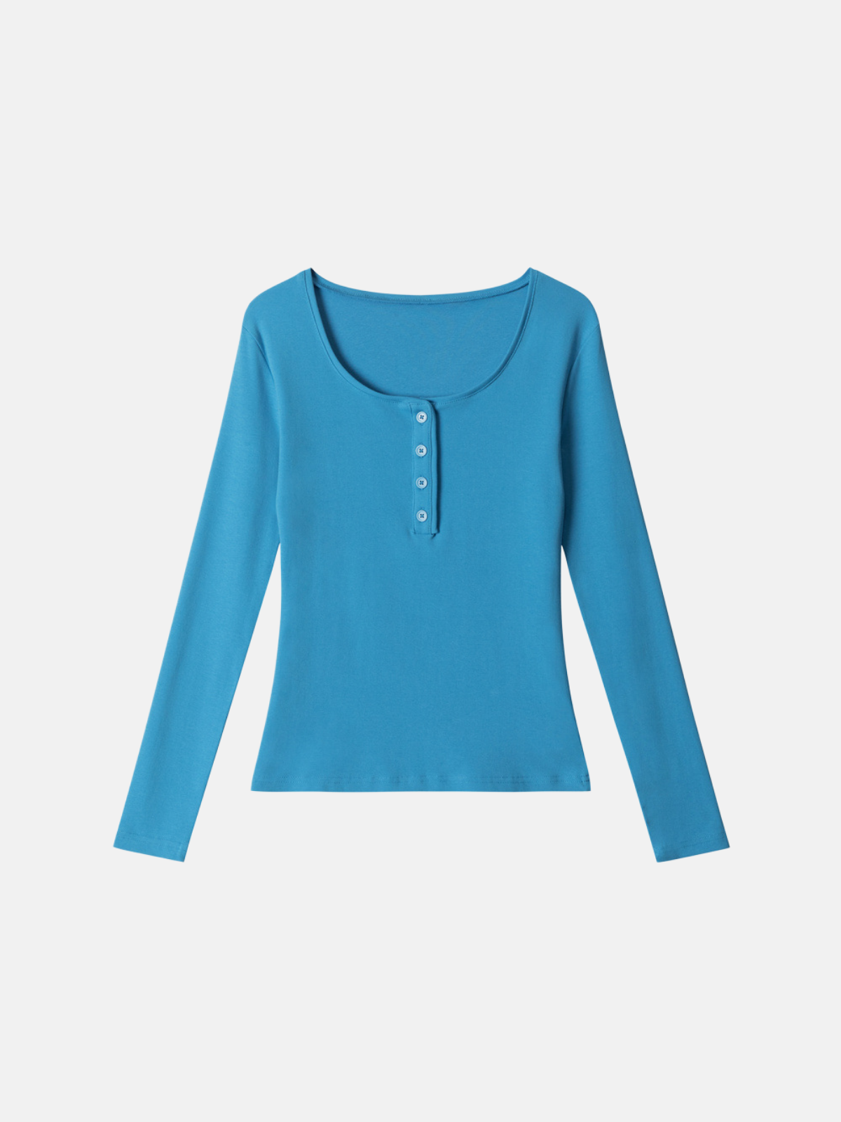 Haaura Square Neck Three-Button Long Sleeve Top