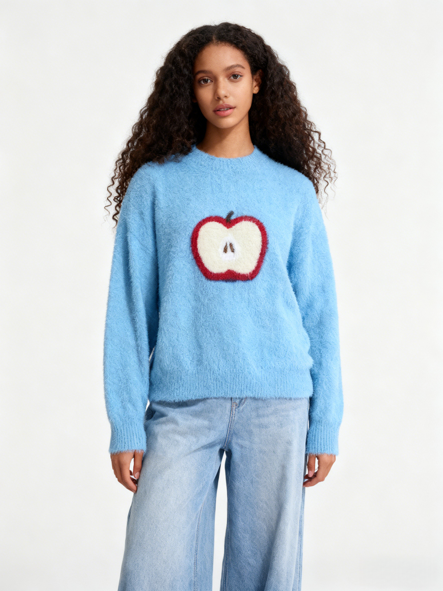 Haaura Apple Graphic Cropped Sweater