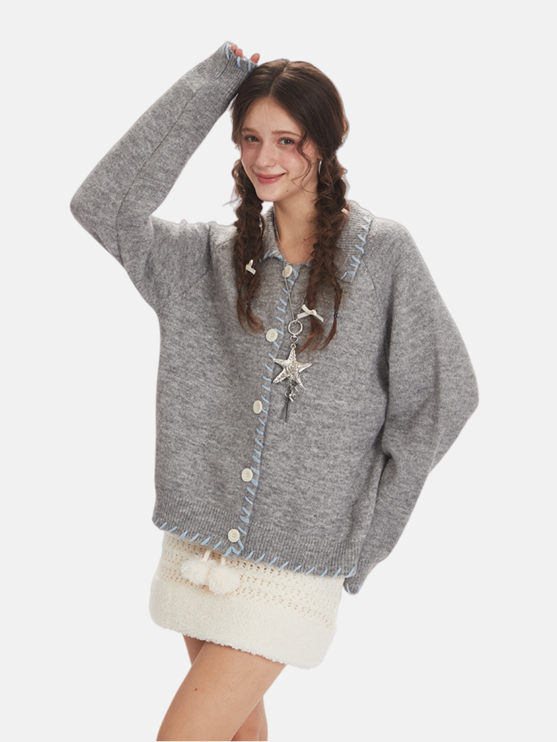 Haaura Polo Dot Knit Cardigan