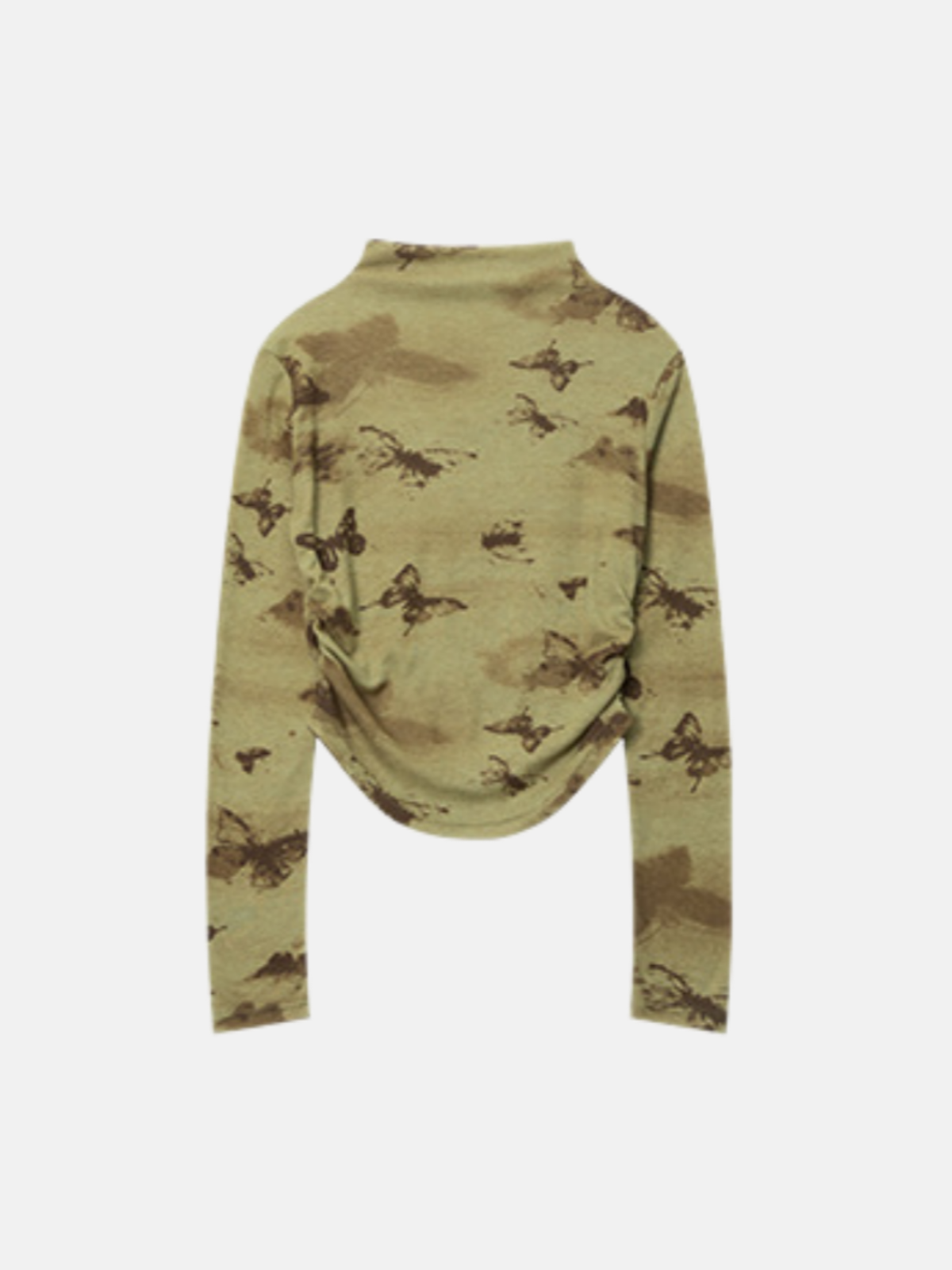 Haaura Ombre Butterfly Half-Turtle Neck Ribbed Top