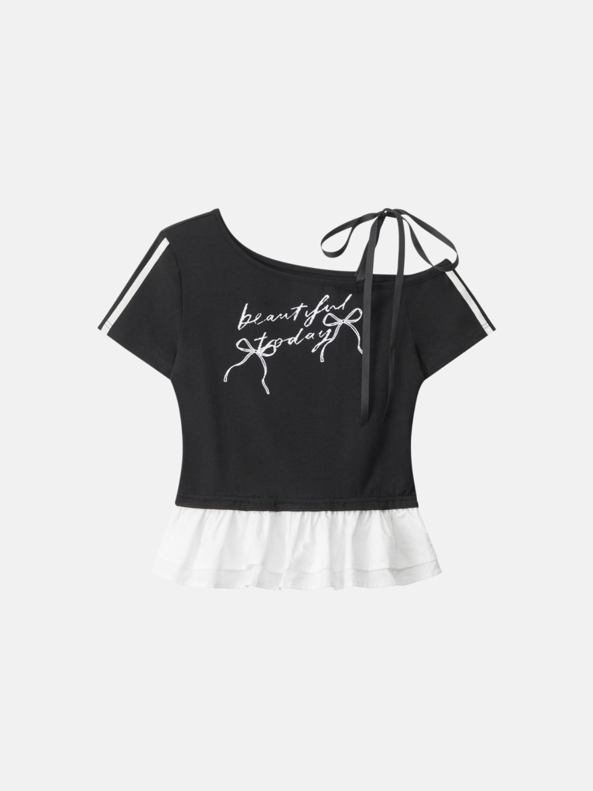 Haaura Bow & Ruffle Off-Shoulder Tie Top