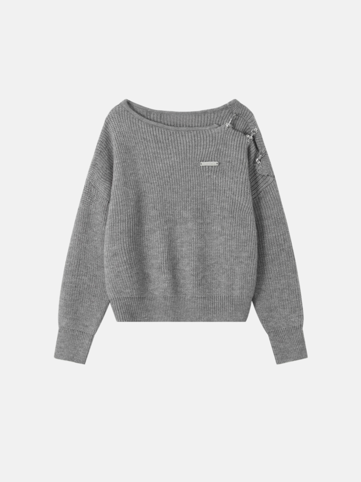 Haaura Metal Plate Zip & Ring Detail Cropped Sweater
