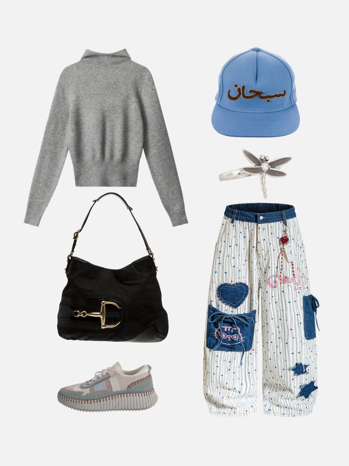 Haaura Love Striped Cat Jeans