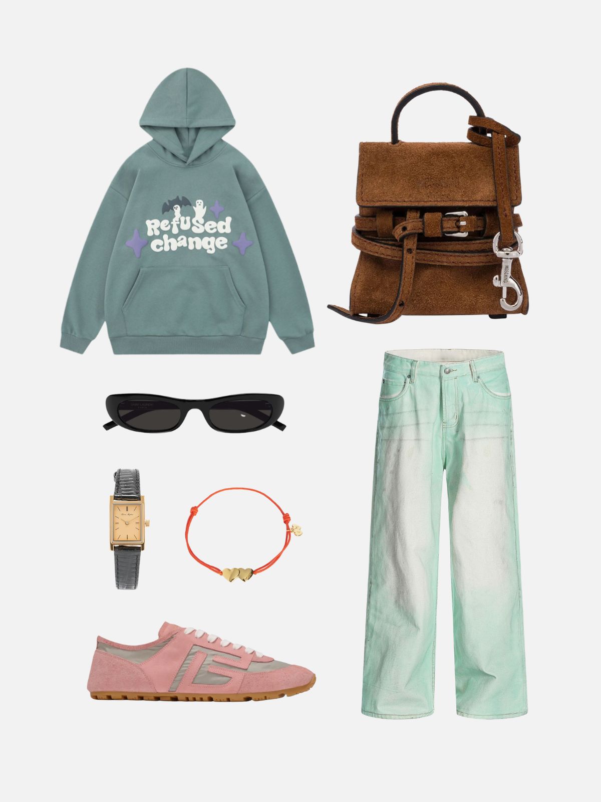 Haaura Light Green Vintage Wash Jeans