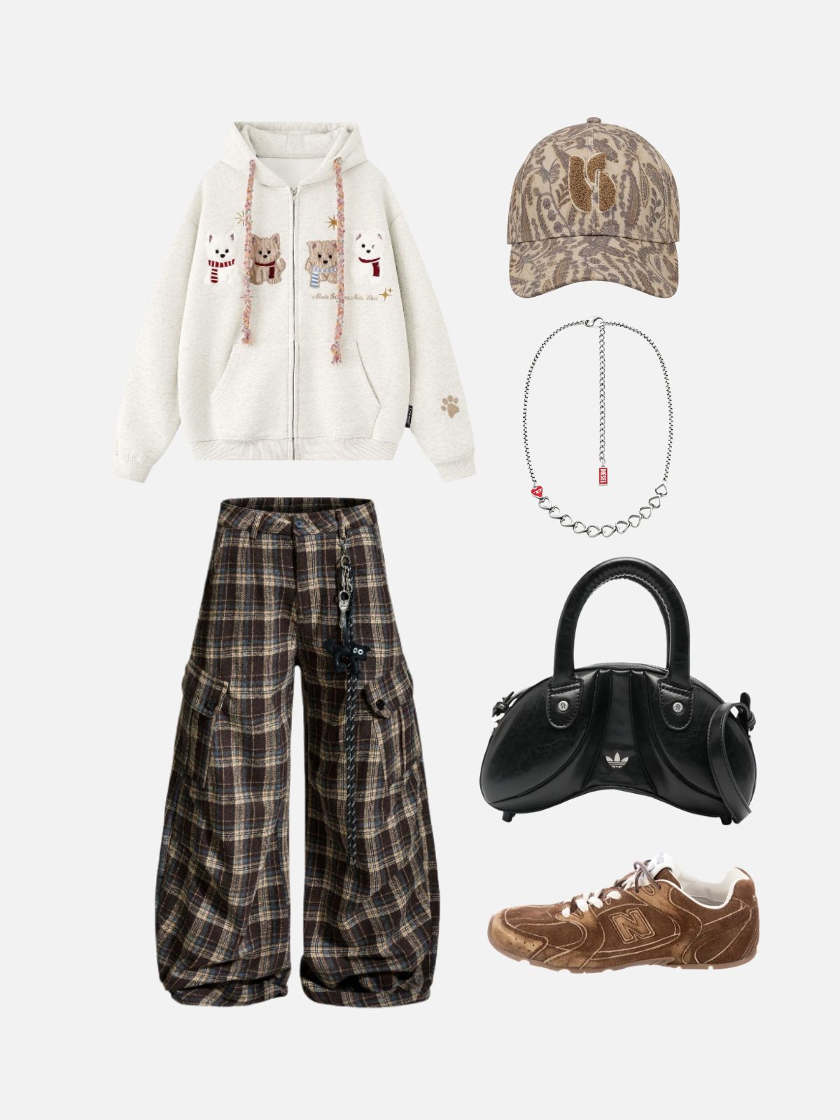 Haaura Plaid Cargo Baggy Pants