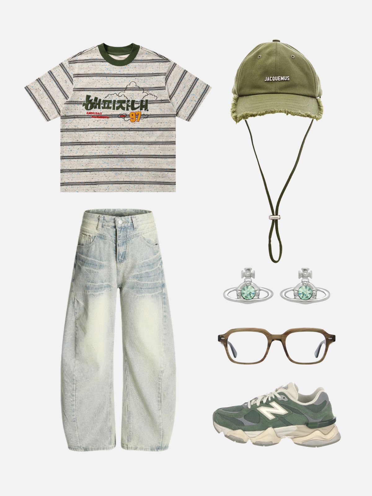 Haaura Stripe Speckled Graphic Tee