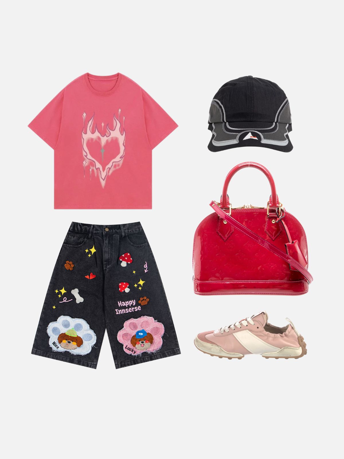 Haaura Lucky & Nice Patchwork Embroidered Jorts