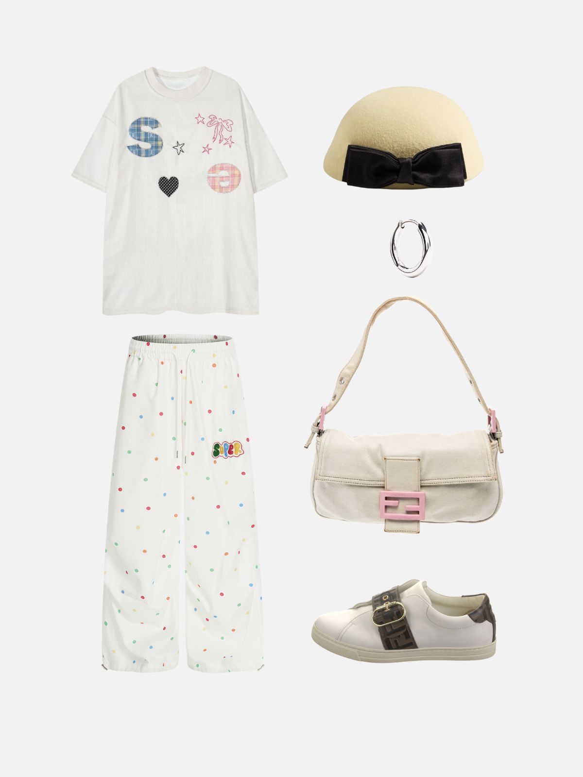 Haaura Colorful Polka Dot Super Embroidered Wide Leg Pants