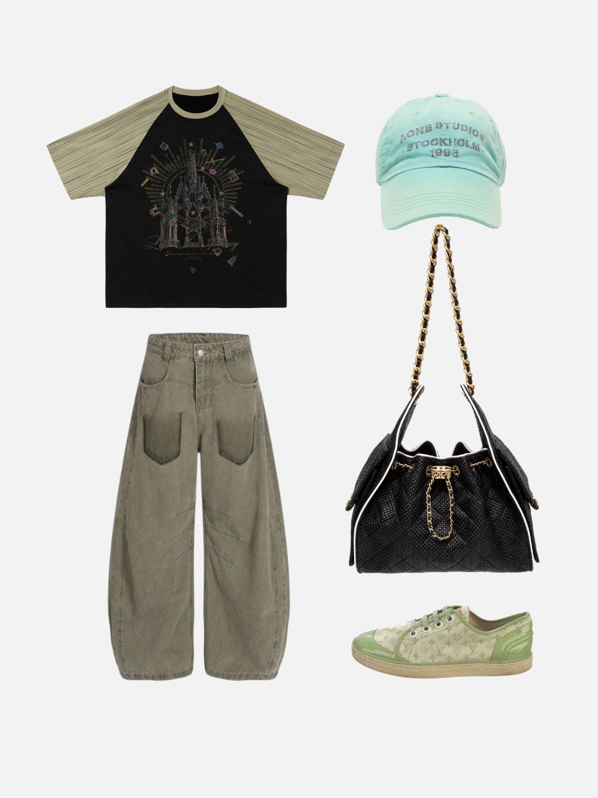 Haaura Gothic Royal Castle Graphic Striped Tee