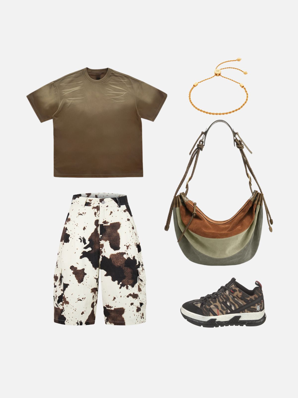 Haaura Cow Pattern Longline Jorts