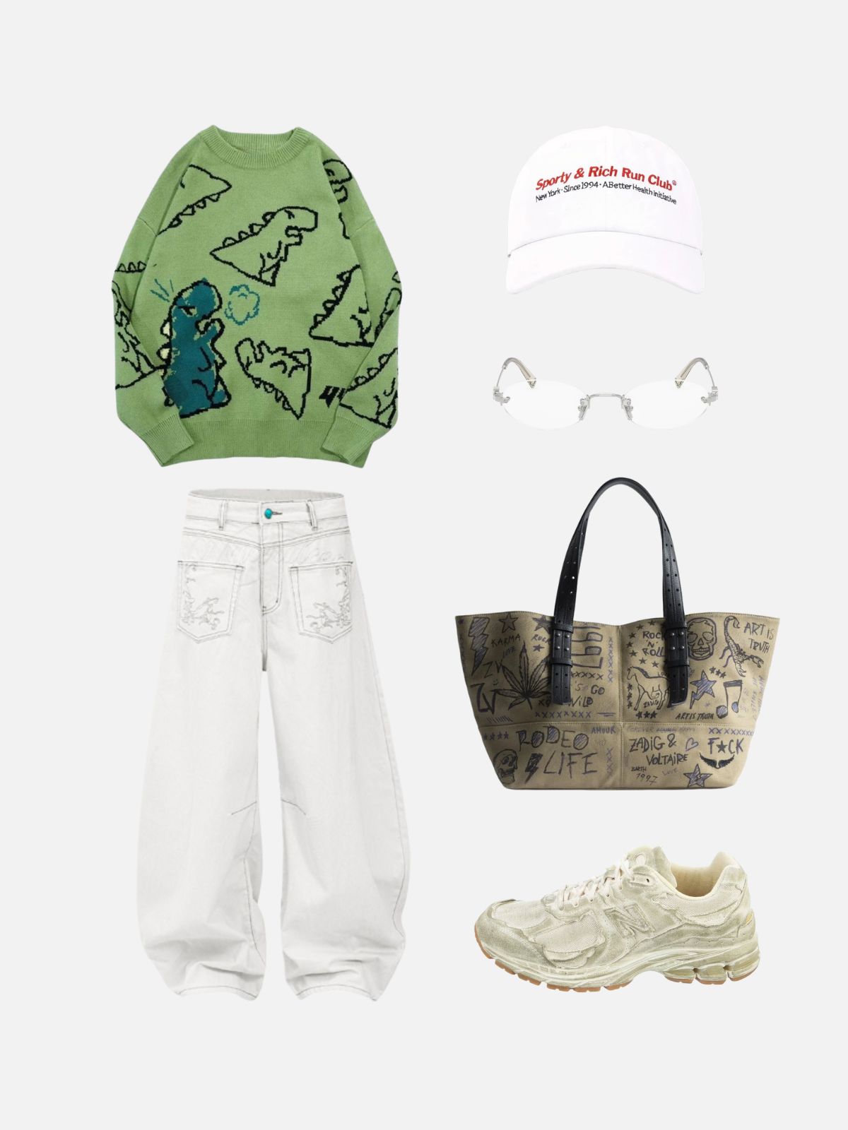 Haaura Dinosaur Cartoon Graphic Knit Sweater