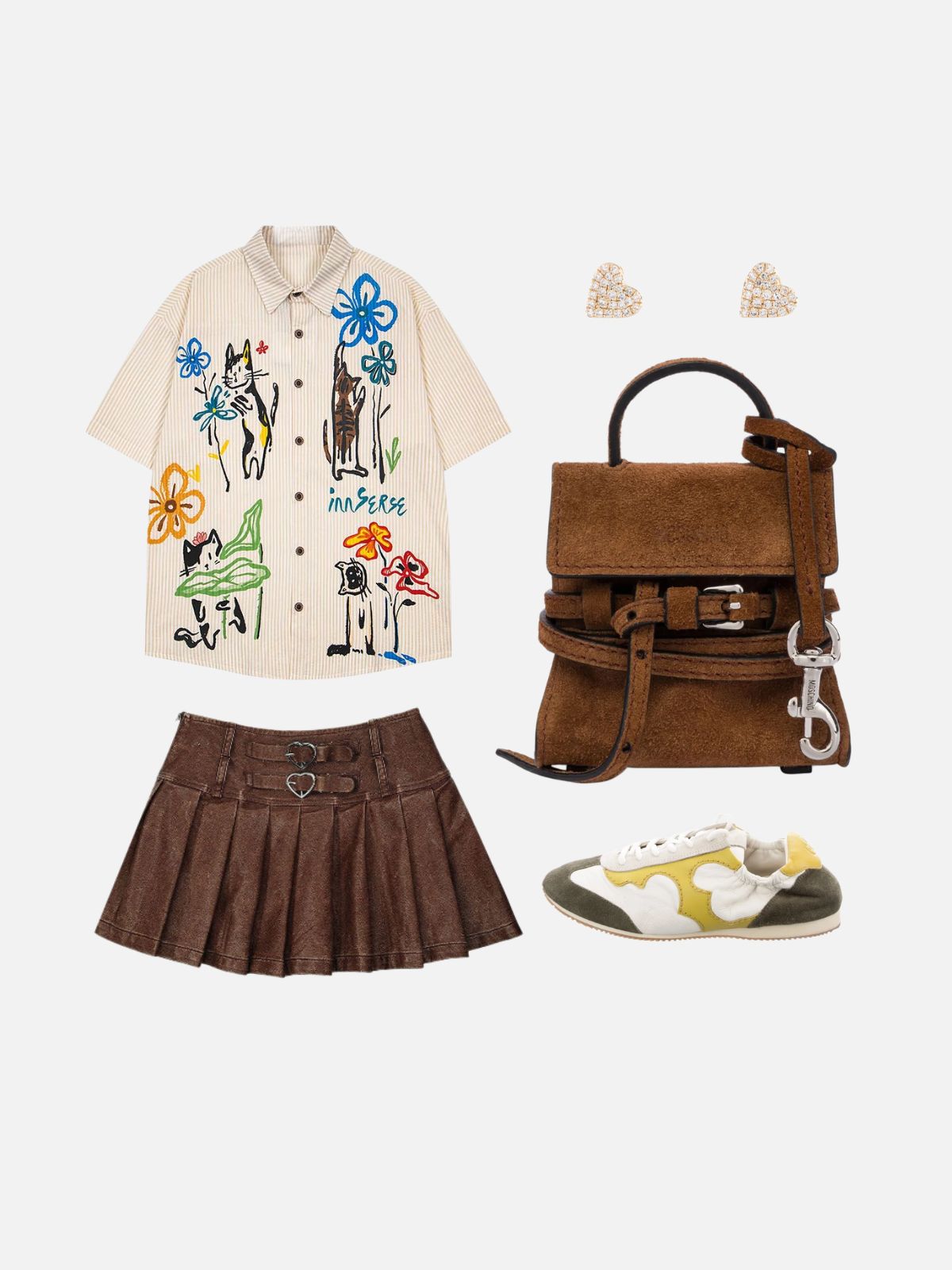 Haaura Cat & Floral Short Sleeve Shirt