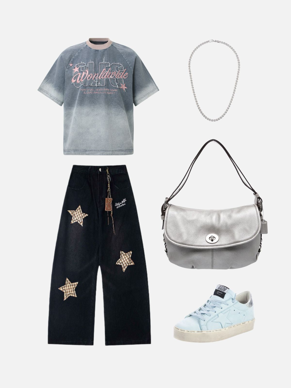 Haaura Star Embroidered Washed Tee