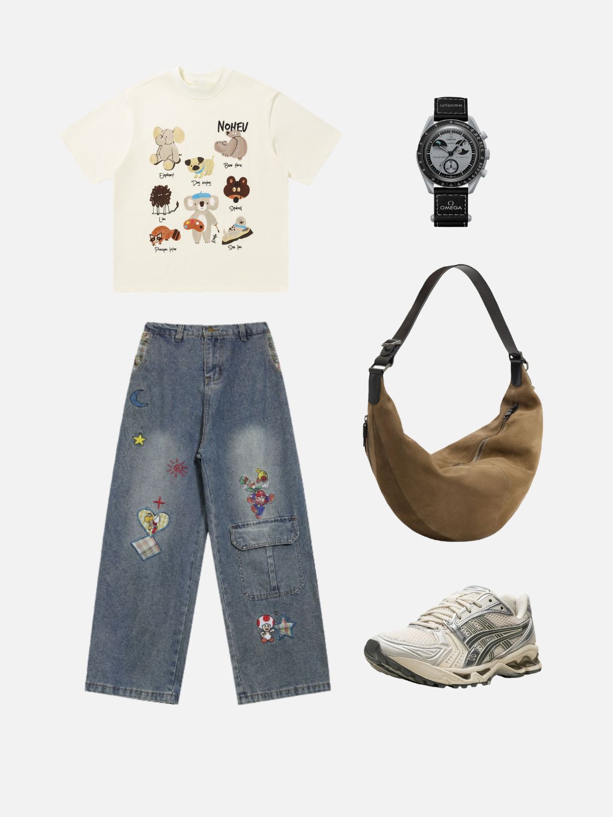 Haaura Multi Cartoon Animals Graphic Tee