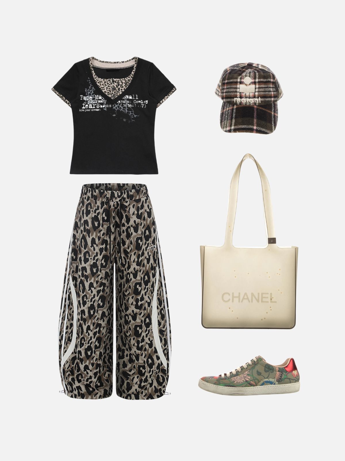 Haaura Leopard Stripe Baggy Barrel Sweatpants