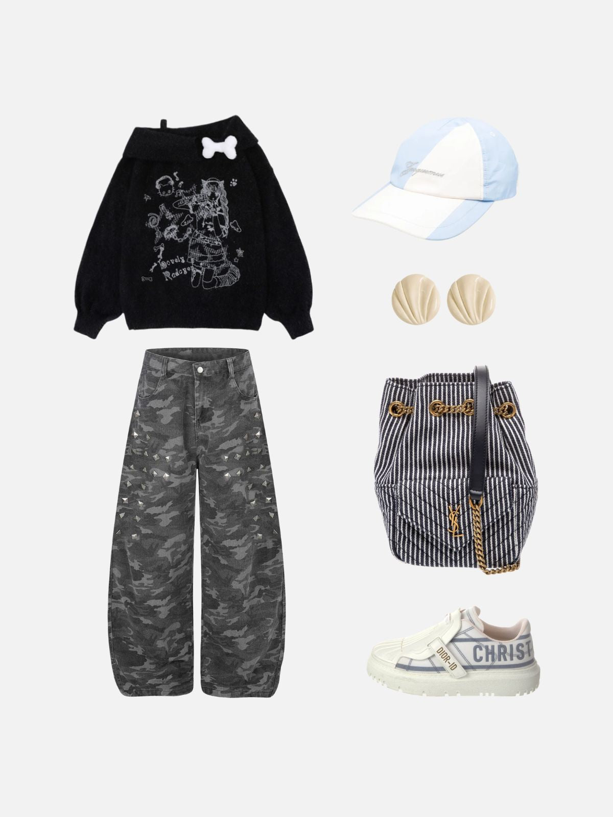 Haaura Wide-Leg Dark Camo Pants